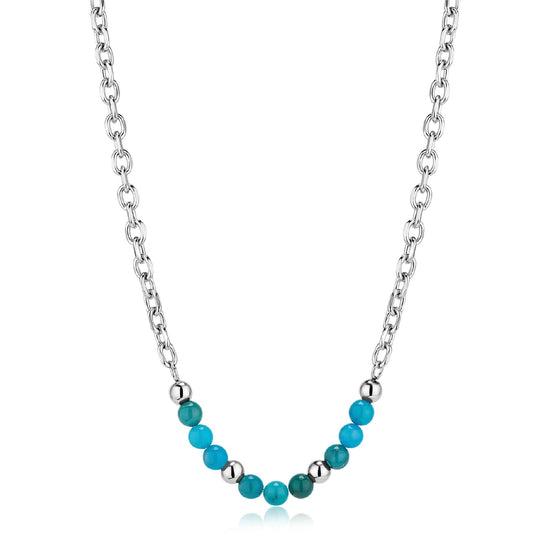 Collana girocollo S'agapõ in acciaio con sfere in apatite MISURA UNICA