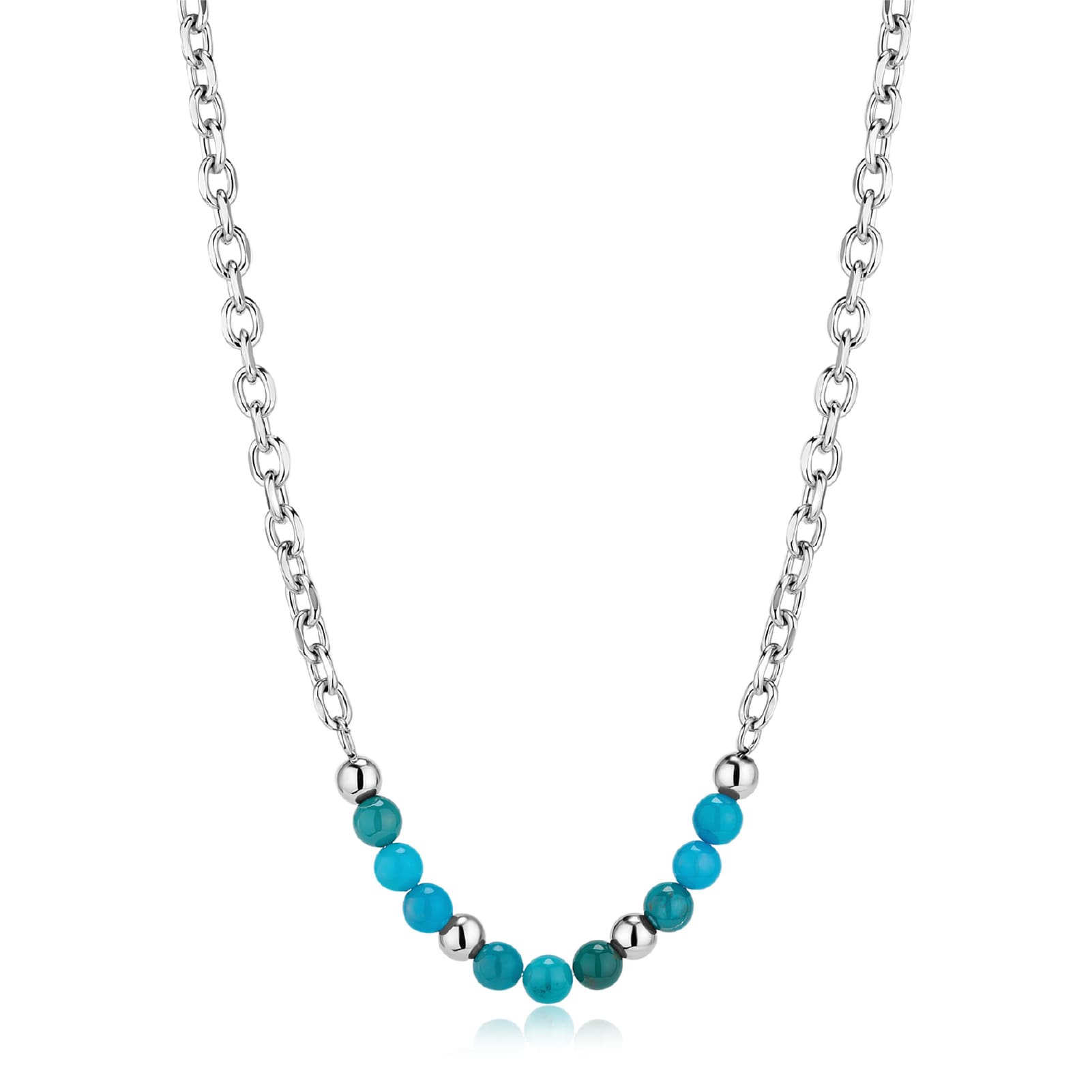 Collana girocollo S'agapõ in acciaio con sfere in apatite MISURA UNICA