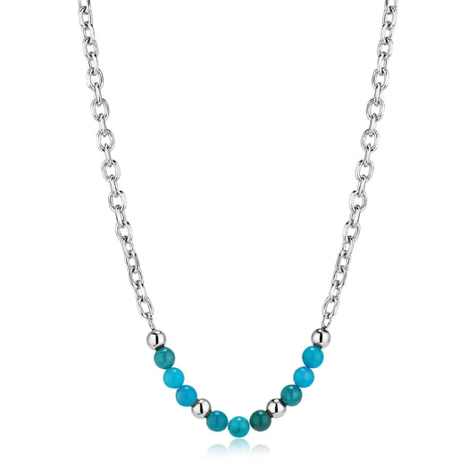 Collana girocollo S'agapõ in acciaio con sfere in apatite MISURA UNICA