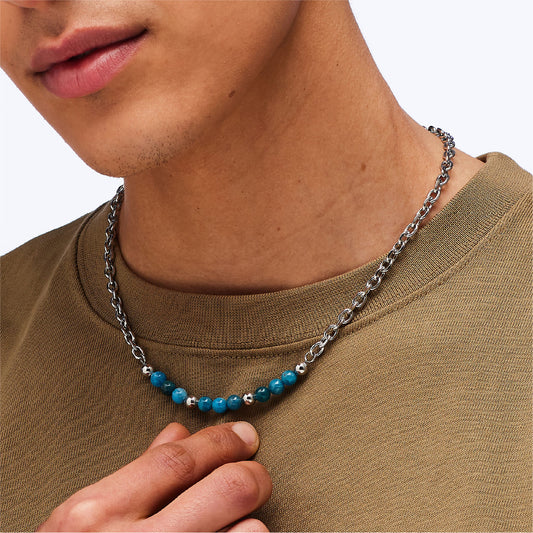 Collana girocollo S'agapõ in acciaio con sfere in apatite MISURA UNICA