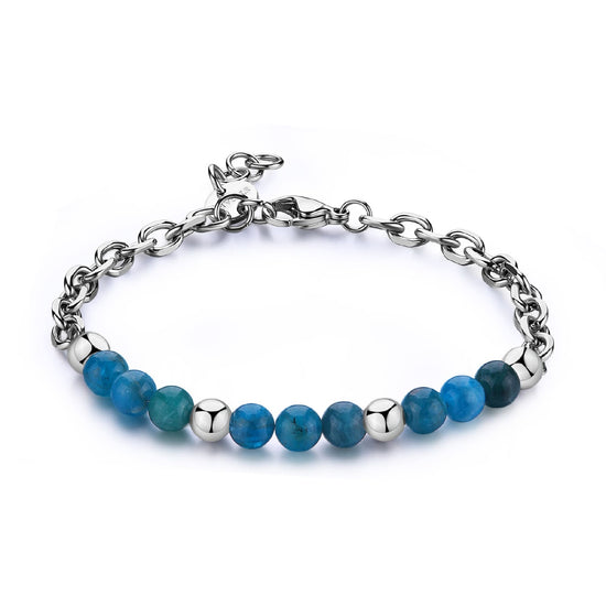 Bracciale catena uomo S'agapõ in acciaio sfere in apatite 22 cm