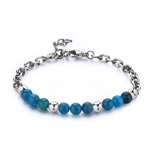 Bracciale catena uomo S'agapõ in acciaio sfere in apatite 22 cm