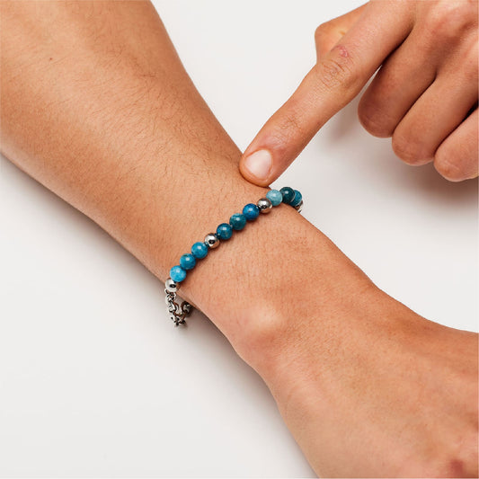 Bracciale catena uomo S'agapõ in acciaio sfere in apatite 22 cm