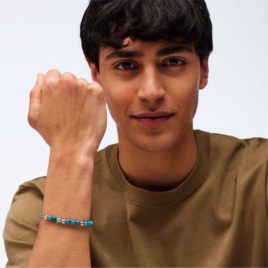 Bracciale catena uomo S'agapõ in acciaio sfere in apatite 22 cm