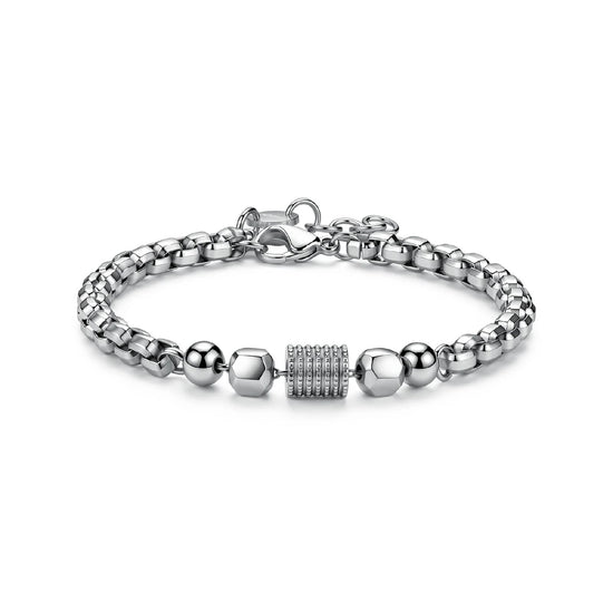 Bracciale catena S'Agapò Riot in acciaio con sfere da uomo 21 cm