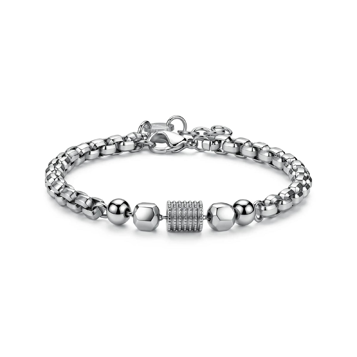 Bracciale catena S'Agapò Riot in acciaio con sfere da uomo 21 cm