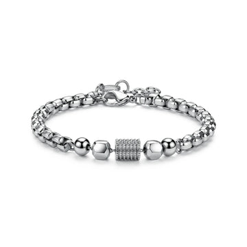 Bracciale catena S'Agapò Riot in acciaio con sfere da uomo 21 cm