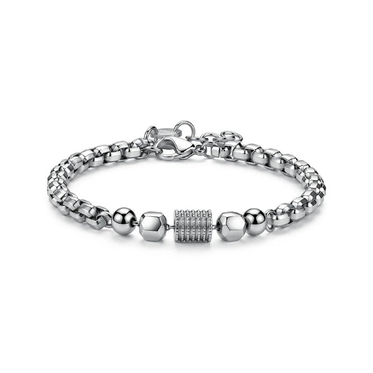 Bracciale catena S'Agapò Riot in acciaio con sfere da uomo 21 cm