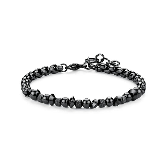 Bracciale catena S'Agapò Riot in acciaio con sfere e pvd nero 21 cm