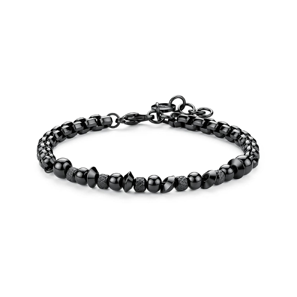 Bracciale catena S'Agapò Riot in acciaio con sfere e pvd nero 21 cm