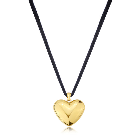 Collana con pendente cuore S'agapõ in acciaio 316L dorato SA.SSE16