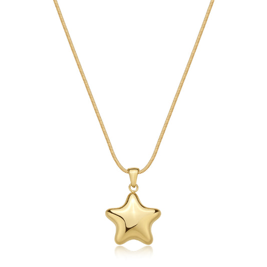 Collana con pendente stella S'agapõ in acciaio 316L dorato SA.SSE18