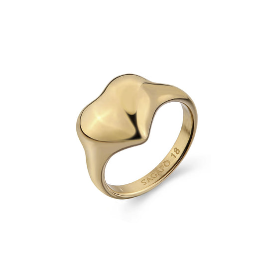 Anello S'agapõ  Stellar in acciaio dorato a forma di cuore 12
