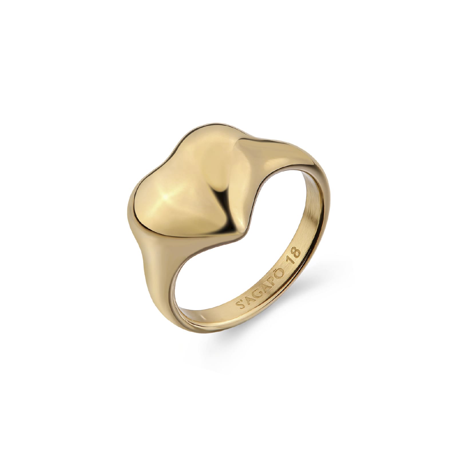 Anello S'agapõ  Stellar in acciaio dorato a forma di cuore 12