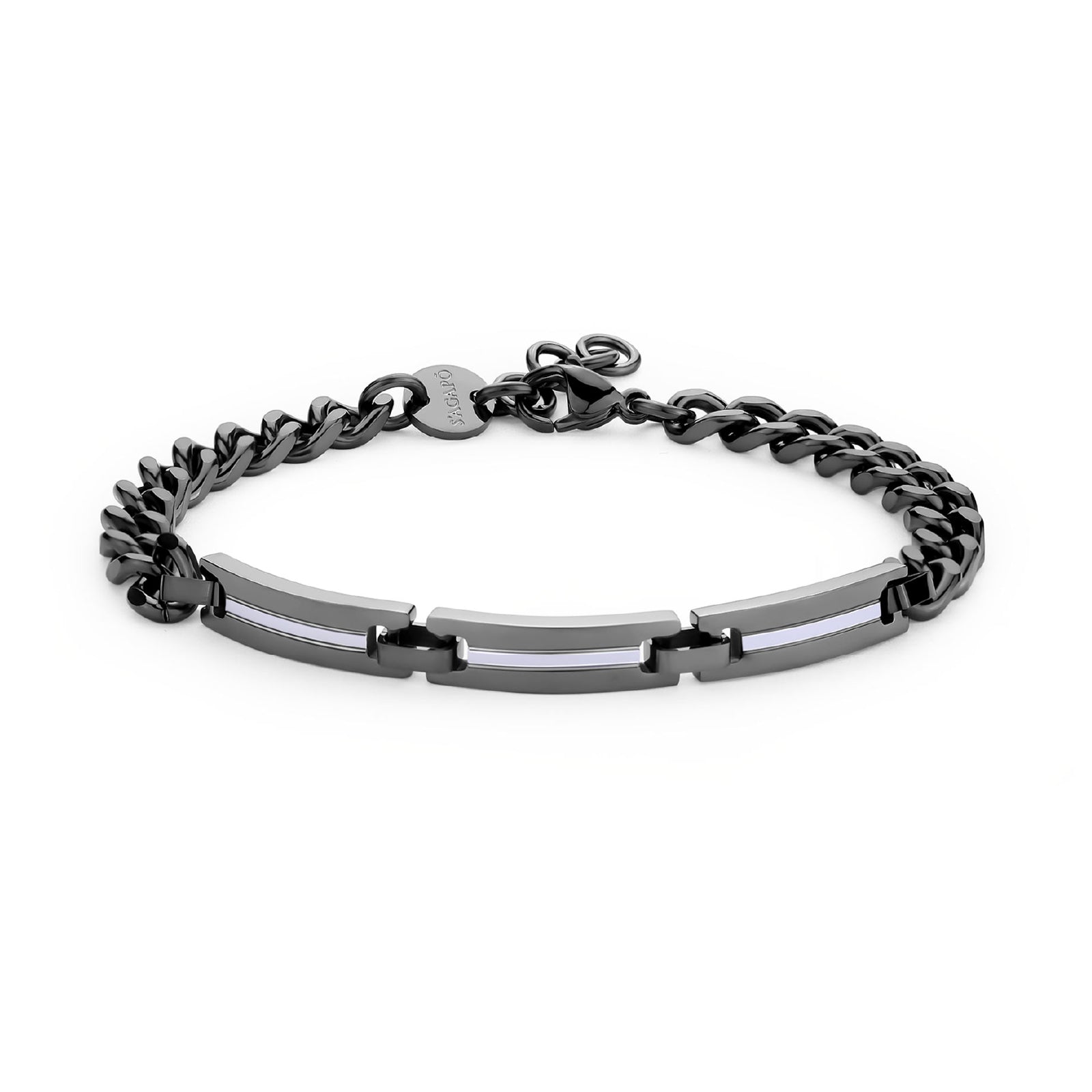 Bracciale S'agapõ in acciaio 316L e finitura pvd color gun 21 cm