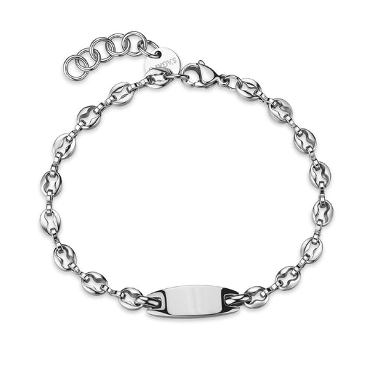 Bracciale catena S'agapõ Titan in acciaio con targa centrale 21 cm