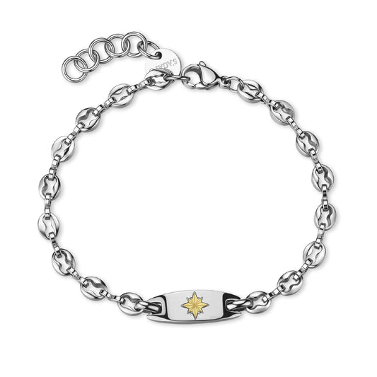 Bracciale S'agapõ Titan con targa centrale rosa dei venti 21 cm