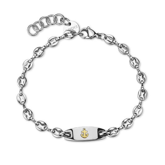 Bracciale S'agapõ Titan targa centrale con ancora da uomo 21 cm