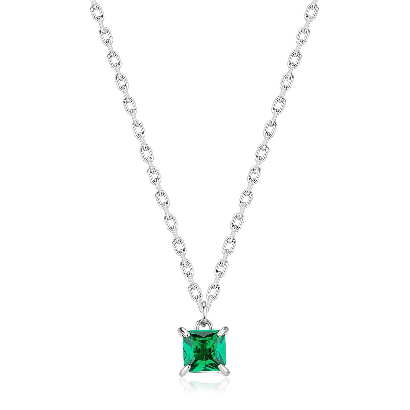 Collana girocollo S'agapõ acciaio punto luce di zircone verde MISURA UNICA