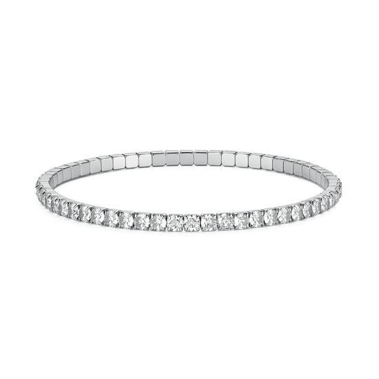 Bracciale tennis S'Agapò Tricky in acciaio e zirconi bianchi Diametro 5 cm