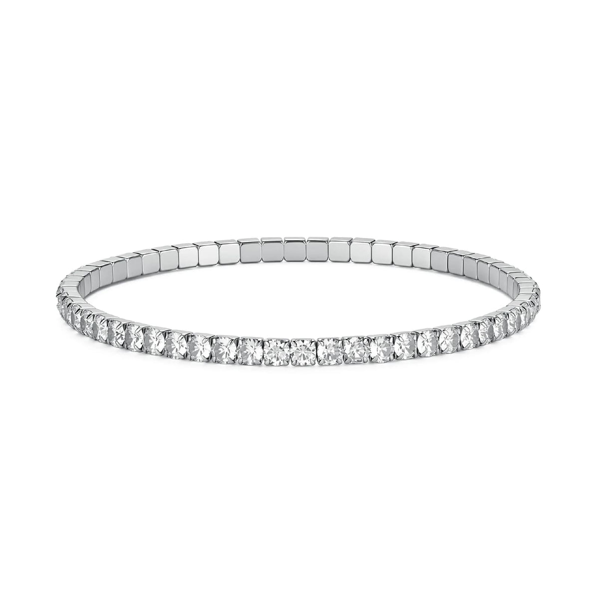 Bracciale tennis S'Agapò Tricky in acciaio e zirconi bianchi Diametro 5 cm