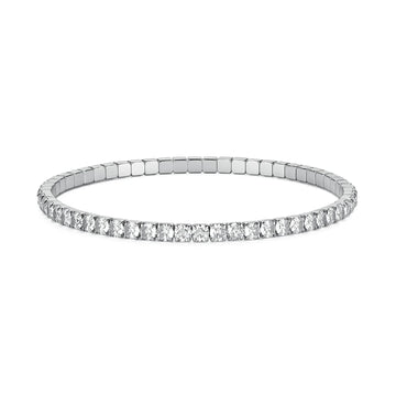 Bracciale tennis S'Agapò Tricky in acciaio e zirconi bianchi Diametro 5 cm