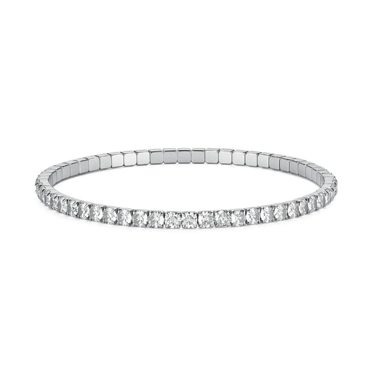 Bracciale tennis S'Agapò Tricky in acciaio e zirconi bianchi Diametro 5 cm
