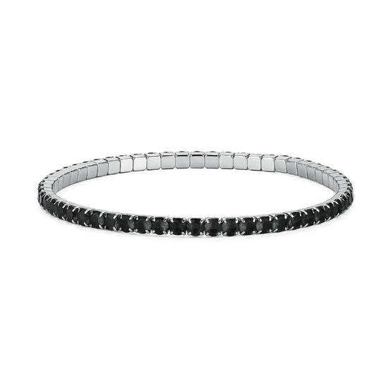 Bracciale tennis S'Agapò Tricky in acciaio e zirconi neri Diametro 5 cm