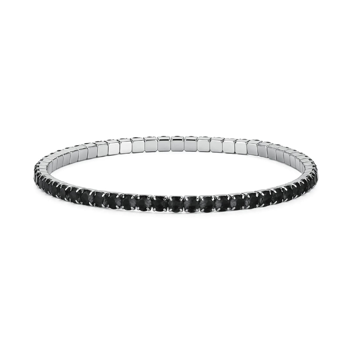 Bracciale tennis S'Agapò Tricky in acciaio e zirconi neri Diametro 5 cm