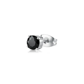 Orecchino singolo S'Agapò Tricky acciaio e zircone nero 5mm MISURA UNICA