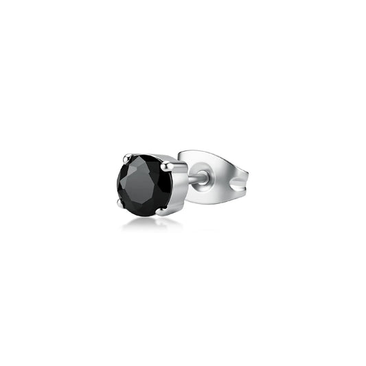 Orecchino singolo S'Agapò Tricky acciaio e zircone nero 5mm MISURA UNICA