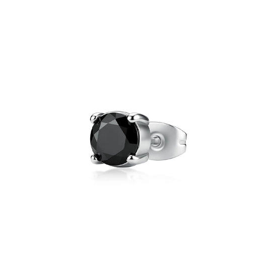 Orecchino singolo S'Agapò Tricky acciaio e zircone nero 6mm MISURA UNICA