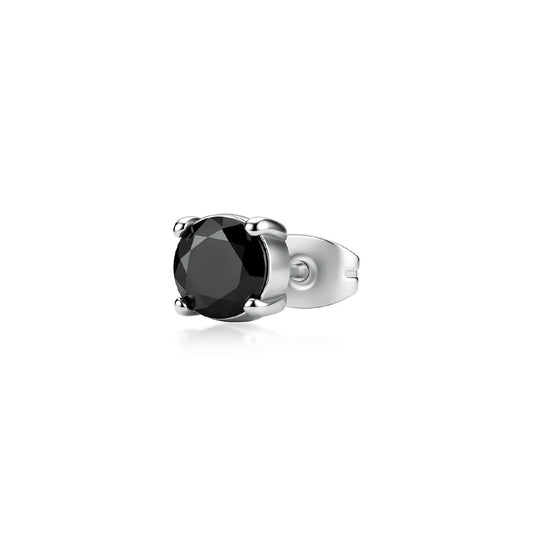 Orecchino singolo S'Agapò Tricky acciaio e zircone nero 6mm MISURA UNICA