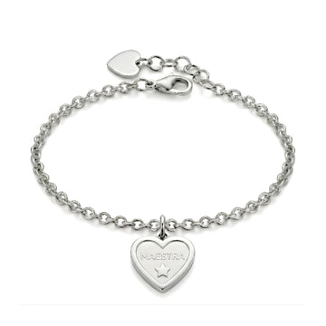 Bracciale S'agapõ in acciaio 316L con cuore scritta "Maestra" 18,5 cm