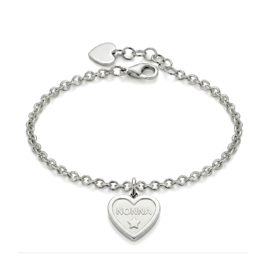 Bracciale S'agapõ in acciaio 316L con cuore scritta "Nonna" 18,5 cm