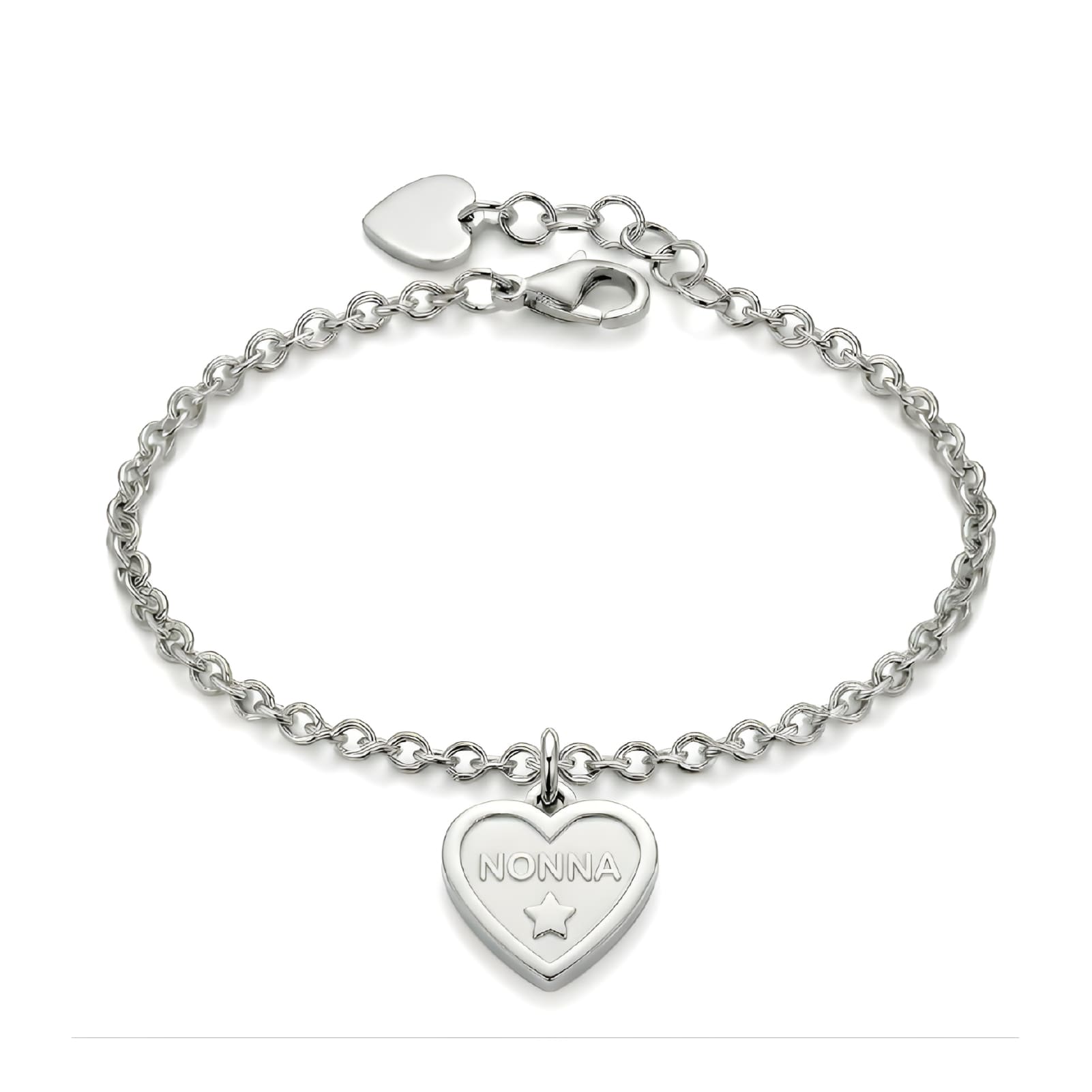 Bracciale S'agapõ in acciaio 316L con cuore scritta "Nonna" 18,5 cm