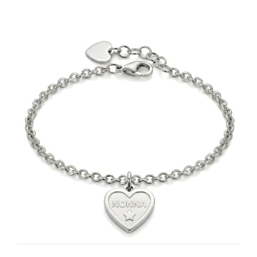 Bracciale S'agapõ in acciaio 316L con cuore scritta "Nonna" 18,5 cm