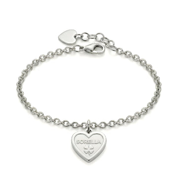 Bracciale S'agapõ in acciaio 316L con cuore scritta "Sorella" 18,5 cm