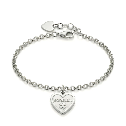 Bracciale S'agapõ in acciaio 316L con cuore scritta "Sorella" 18,5 cm