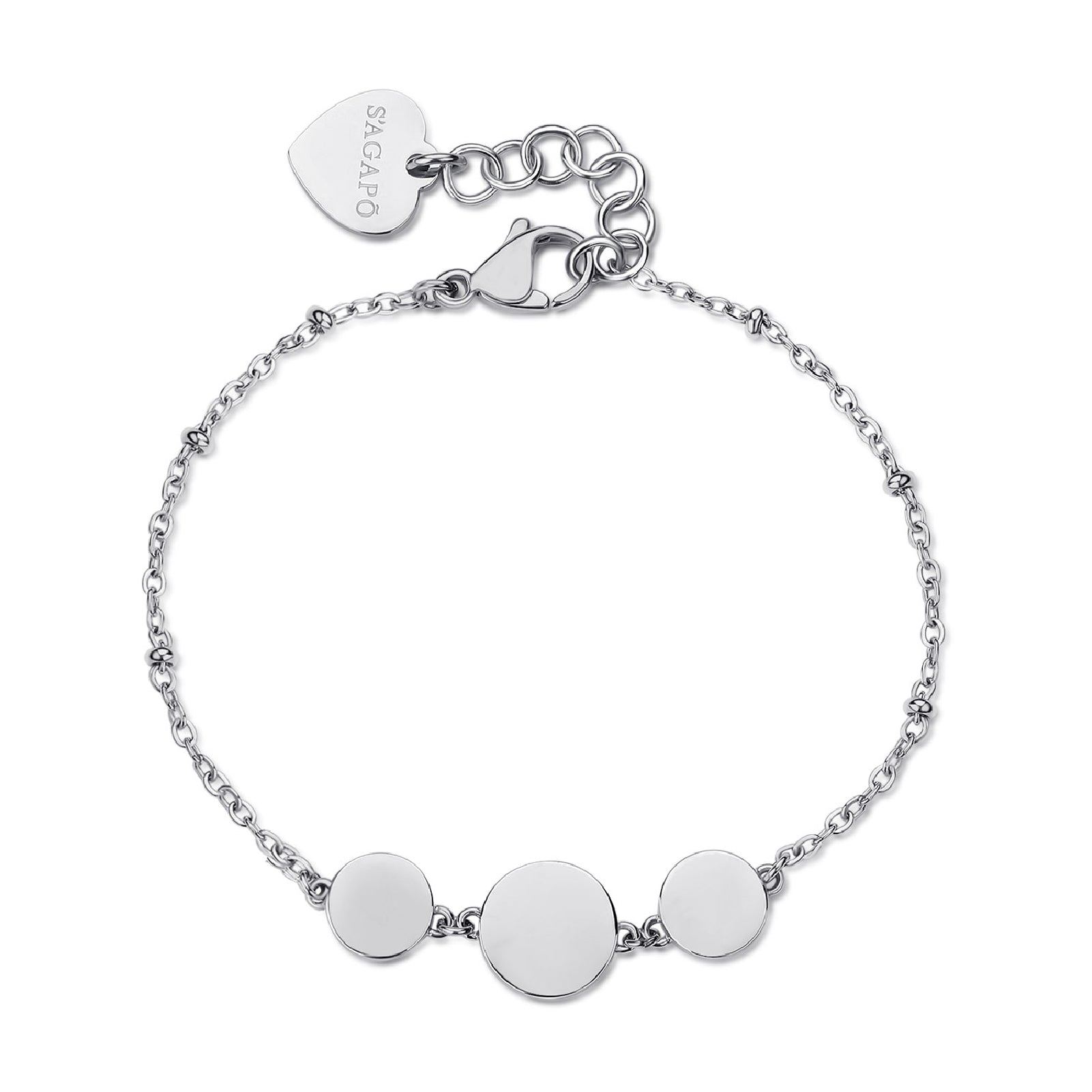 Bracciale catena da donna S'agapõ in acciaio con cerchietti 18,5 cm