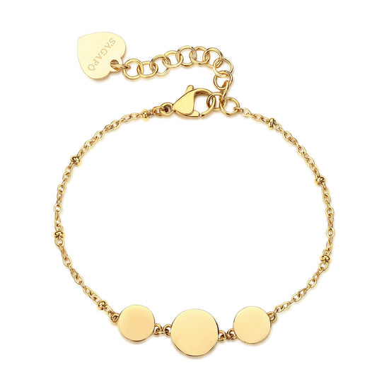 Bracciale catena da donna S'agapõ in acciaio oro e cerchietti 18,5 cm