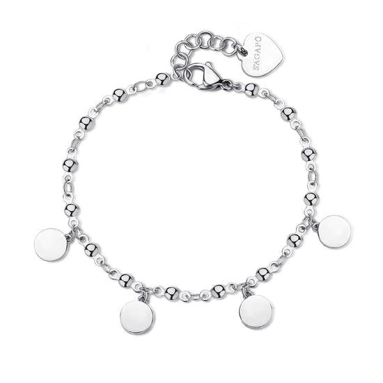 Bracciale catena donna S'agapõ in acciaio con cerchietti 18,5 cm