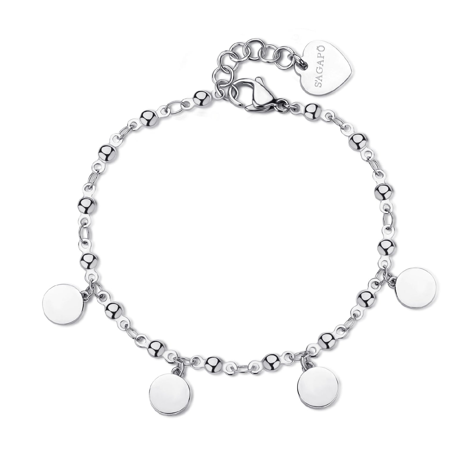 Bracciale catena donna S'agapõ in acciaio con cerchietti 18,5 cm