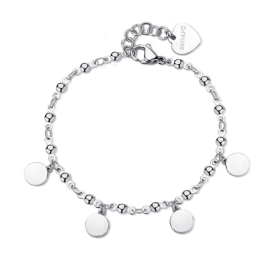 Bracciale catena donna S'agapõ in acciaio con cerchietti 18,5 cm