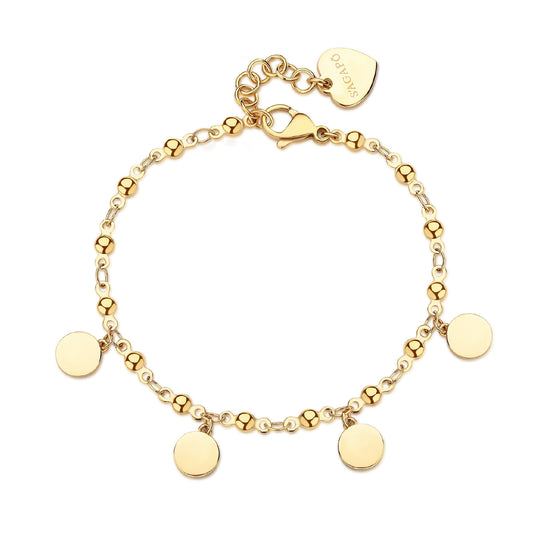 Bracciale catena donna S'agapõ in acciaio oro con cerchietti 18,5 cm