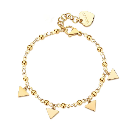 Bracciale catena donna S'agapõ in acciaio dorato e triangoli 18,5 cm