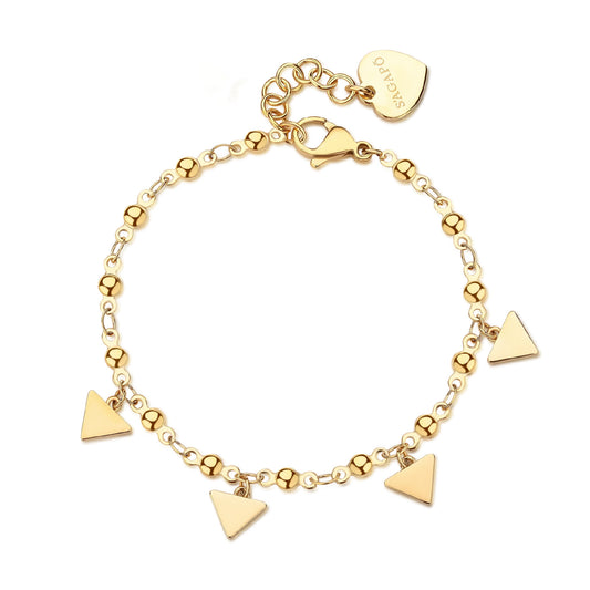 Bracciale catena donna S'agapõ in acciaio dorato e triangoli 18,5 cm