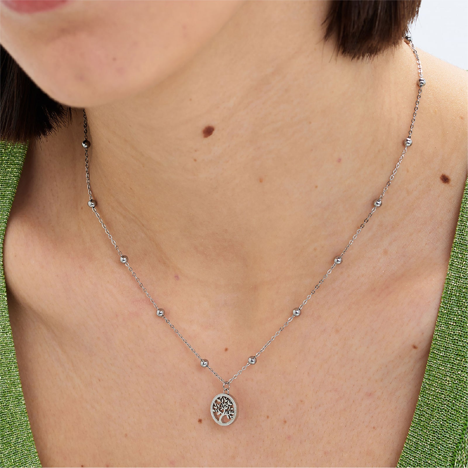 Collana girocollo S'agapõ acciaio ciondolo albero della vita MISURA UNICA