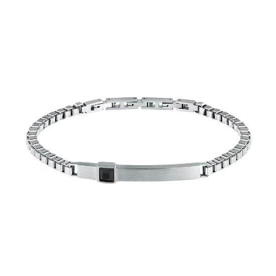 Bracciale catena uomo Morellato Urban acciaio piastrina zircone nero SABH44-1