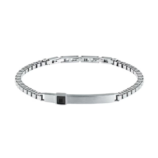 Bracciale catena uomo Morellato Urban acciaio piastrina zircone nero SABH44-1